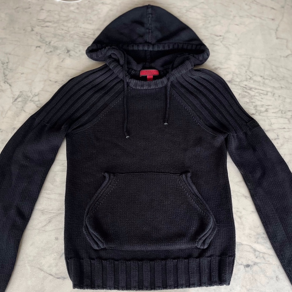 Burberry Sport 100% Cotton Black Hooded Sweater